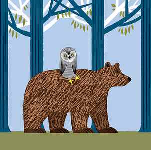 Wall Art - Digital Art - The Owl and the Bear by Oliver Lake