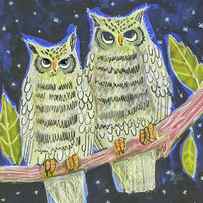 Two Owls in the Twilight by Blenda Studio