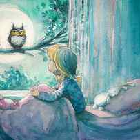 Girl In Her Bed Looking At Owl by Deepgreen