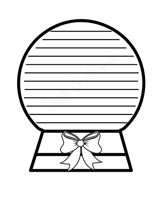 snow globe writing template worksheet with lines