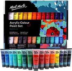 Sponsored Ad – MONT MARTE Acrylic Paint Set 24 Colours 36ml, Perfect for Canvas, Wood, Fabric, Leather, Cardboard, Paper, . 