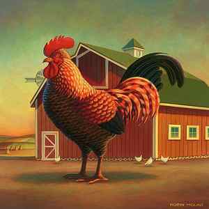 Wall Art - Painting - Rooster and the Barn by Robin Moline
