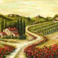 Tuscan road With Poppies by Marilyn Dunlap
