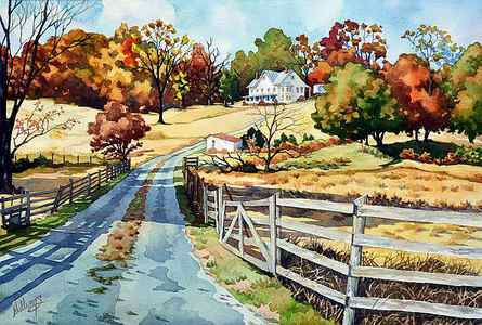 Wall Art - Painting - The Road to the Horse Farm by Mick Williams