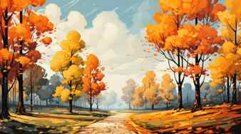 Enchanting autumn forest background for thanksgiving ai generated Stock Photo