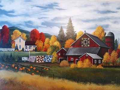 Wall Art - Painting - Quilts and Foliage in VT by Debbi Wetzel
