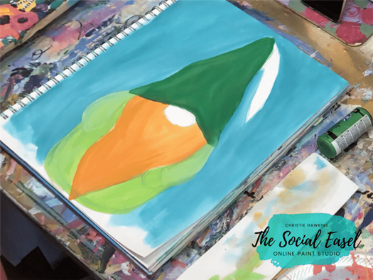 Painting the St Patricks Day Gnome on the Mixed Media Pad