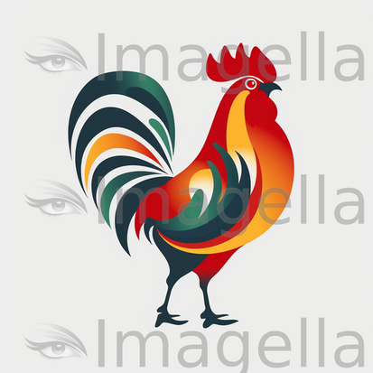 Minimalist Art Styled Rooster Graphics: 4K Vector Art