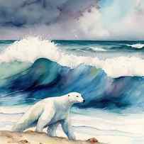 polar bear at beach by N Akkash