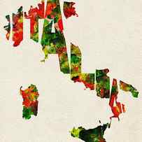 Italy Typographic Watercolor Map by Inspirowl Design