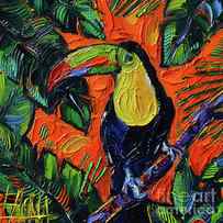 TOUCAN bird impasto oil painting Mona Edulesco by Mona Edulesco