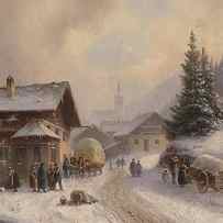Village street in winter by Anton Doll