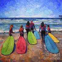 FAMILY SURF commissioned oil painting Mona Edulesco by Mona Edulesco
