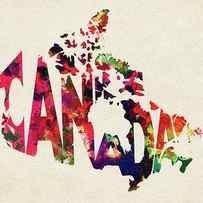 Canada Typographic Watercolor Map by Inspirowl Design