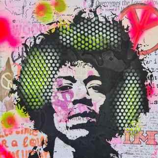 Painting Jimi Hendrix by Puce | Painting Pop-art Acrylic Pop icons