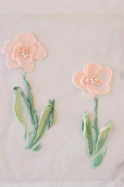 pink painted buttercream flowers