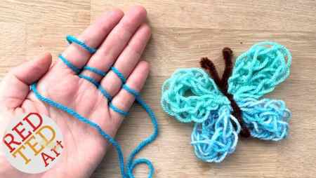 finger knitting butterfly