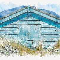 The Blue Beach Hut by John Edwards