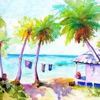Beach House Tropical Paradise by Carlin Blahnik CarlinArtWatercolor