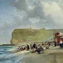 Crinolines on the Beach at Fecamp by Jules Achille Noel