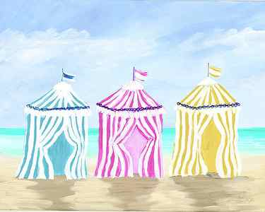 Wall Art - Painting - Beach Cabanas by Julie Derice