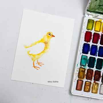 Watercolor painting of a chick