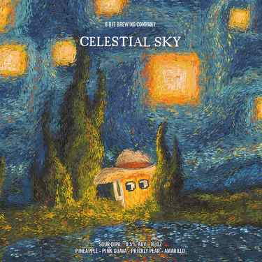 Painting artwork with the title 'Celestial sky'