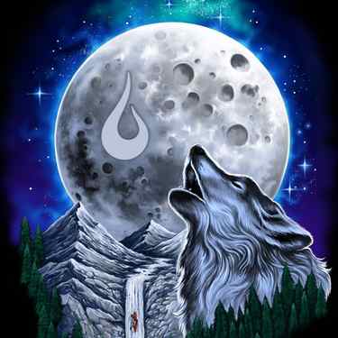 Painting artwork with the title 'Howling Wolf'