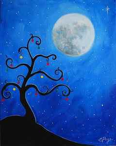 Wall Art - Painting - Funky Tree at Christmas by Emily Page