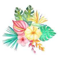 Tropical Watercolor Bouquet 6 by Elaine Plesser