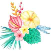 Tropical Watercolor Bouquet 2 by Elaine Plesser