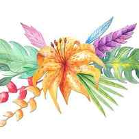 Tropical Watercolor Bouquet 4 by Elaine Plesser