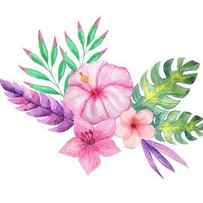 Tropical Watercolor Bouquet 1 by Elaine Plesser