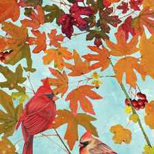 Cardinals In Fall Flag A by Jean Plout