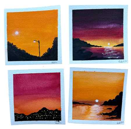 A few watercolor sunsets