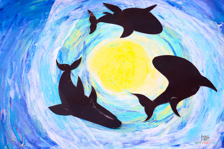 Explore the deep dark ocean with our Easy Shark Art project for kids and Printable Shark Silhouettes, using the scrape painting technique to create an under the sea background.