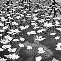 Three Worlds by M C Escher