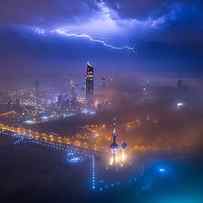 Fog And Lightning In Kuwait City by Faisal Alnomas