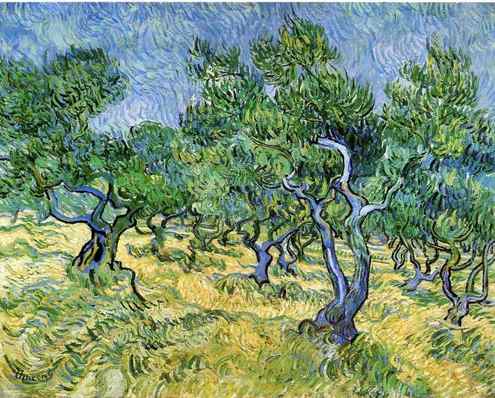 Vincent van Gogh, Olive Grove (1889), oil on canvas, 72 x 92 cm, Kröller-Müller Museum, Otterlo. WikiArt.