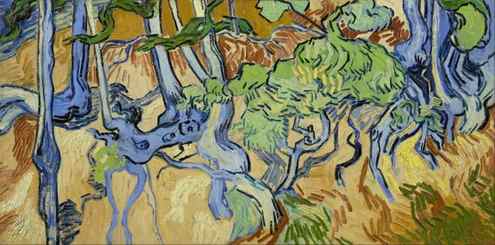 Vincent van Gogh (1853–1890), Tree Roots and Trunks (1890), oil on canvas, 50 x 100 cm, Van Gogh Museum, Amsterdam. Wikimedia Commons.