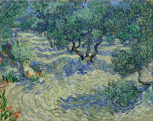 Vincent van Gogh (1853–1890), Olive Grove (1889), oil on canvas, 73.03 × 92.08 cm, Nelson-Atkins Museum of Art, Kansas City, MO. Wikimedia Commons.