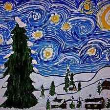 Image of a wintery scene in the style of Van Gogh