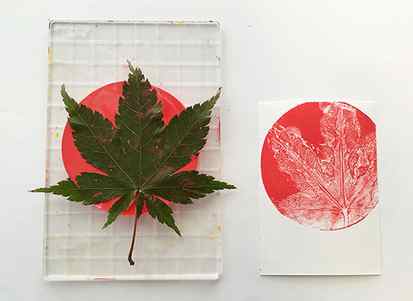 Gelli plate printing with leaves