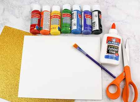 Paint Supplies for a Rainbow Craft for Kids