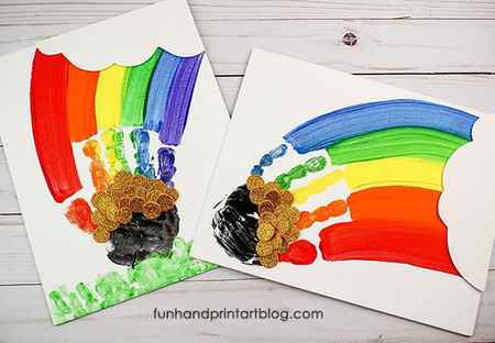 Vibrant Handprint Rainbow St Patrick