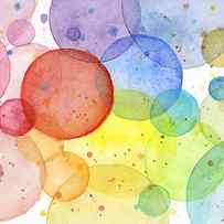Abstract Watercolor Rainbow Circles by Olga Shvartsur