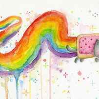Nyan Cat Watercolor by Olga Shvartsur