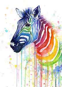 Wall Art - Painting - Rainbow Zebra - Ode to Fruit Stripes by Olga Shvartsur