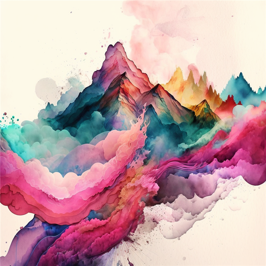 abstract watercolour mountains