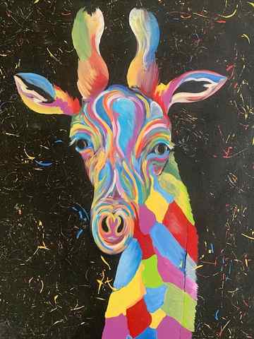 Colorful Giraffe painting - Contemporary Giraffe art from Southern Africa. Giraffe Wall Art & Giraffe Home Decor